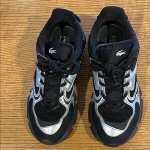 Lacoste Women’s Black & Silver Lace-Up Sneakers